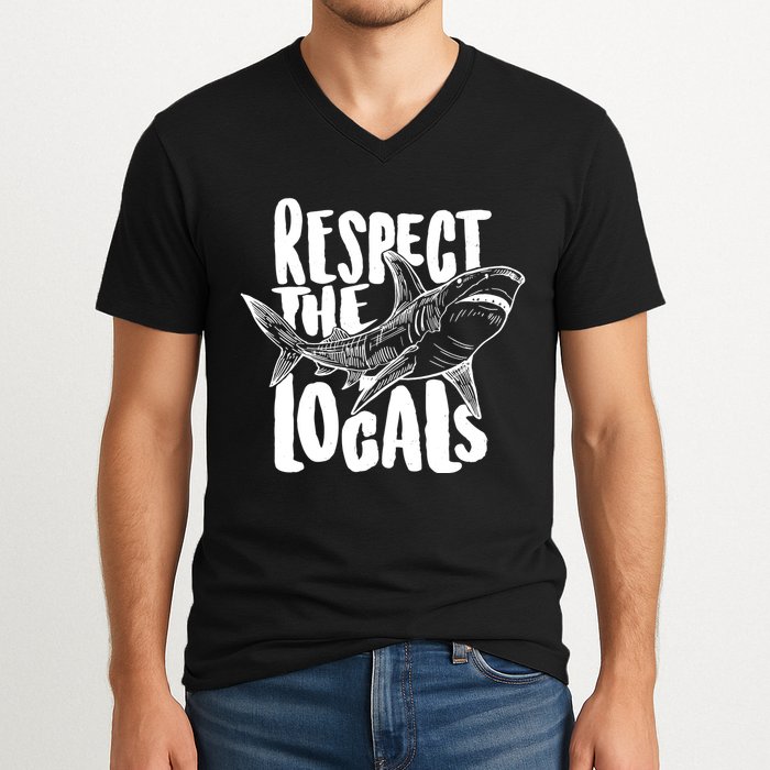 Respect The Locals Shark Week Lover V-Neck T-Shirt