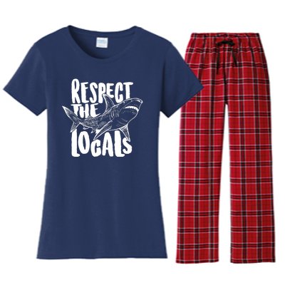 Respect The Locals Shark Week Lover Women's Flannel Pajama Set