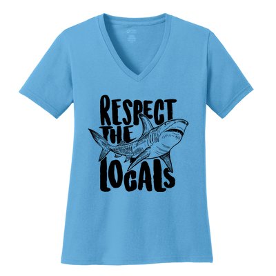 Respect The Locals Shark Week Lover Women's V-Neck T-Shirt