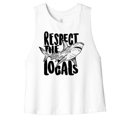 Respect The Locals Shark Week Lover Women's Racerback Cropped Tank