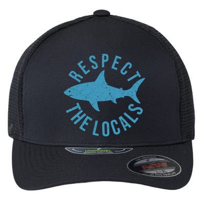 Respect The Locals Warning Shark Week Flexfit Unipanel Trucker Cap