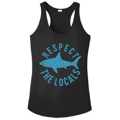 Respect The Locals Warning Shark Week Ladies PosiCharge Competitor Racerback Tank