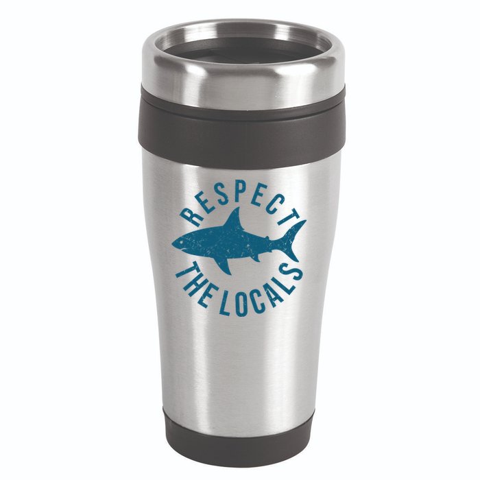 Respect The Locals Warning Shark Week 16oz Travel Tumbler