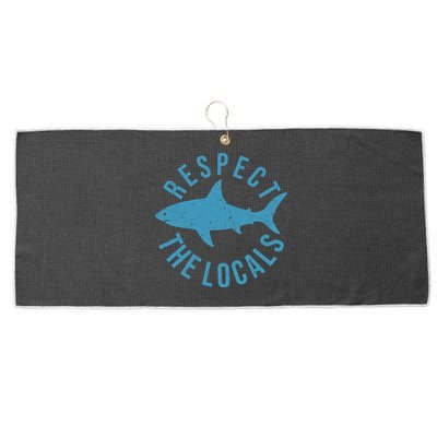 Respect The Locals Warning Shark Week Large Microfiber Waffle Golf Towel
