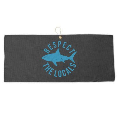 Respect The Locals Warning Shark Week Large Microfiber Waffle Golf Towel