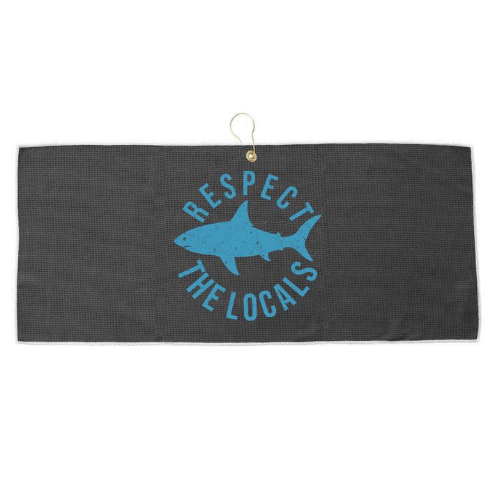 Respect The Locals Warning Shark Week Large Microfiber Waffle Golf Towel