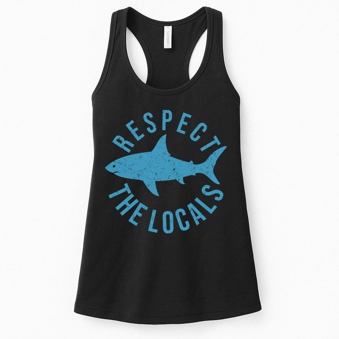 Respect The Locals Warning Shark Week Womens Tank Top