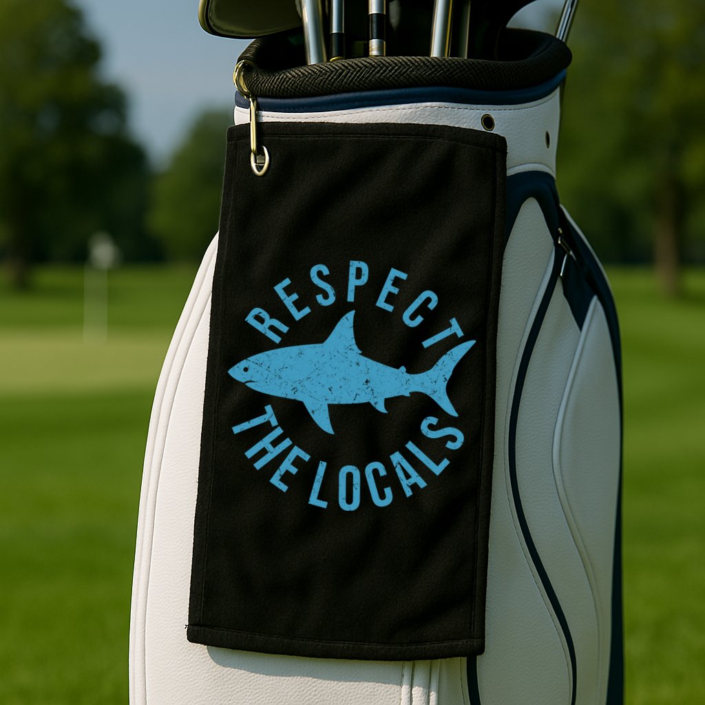 Respect The Locals Warning Shark Week Golf Towel