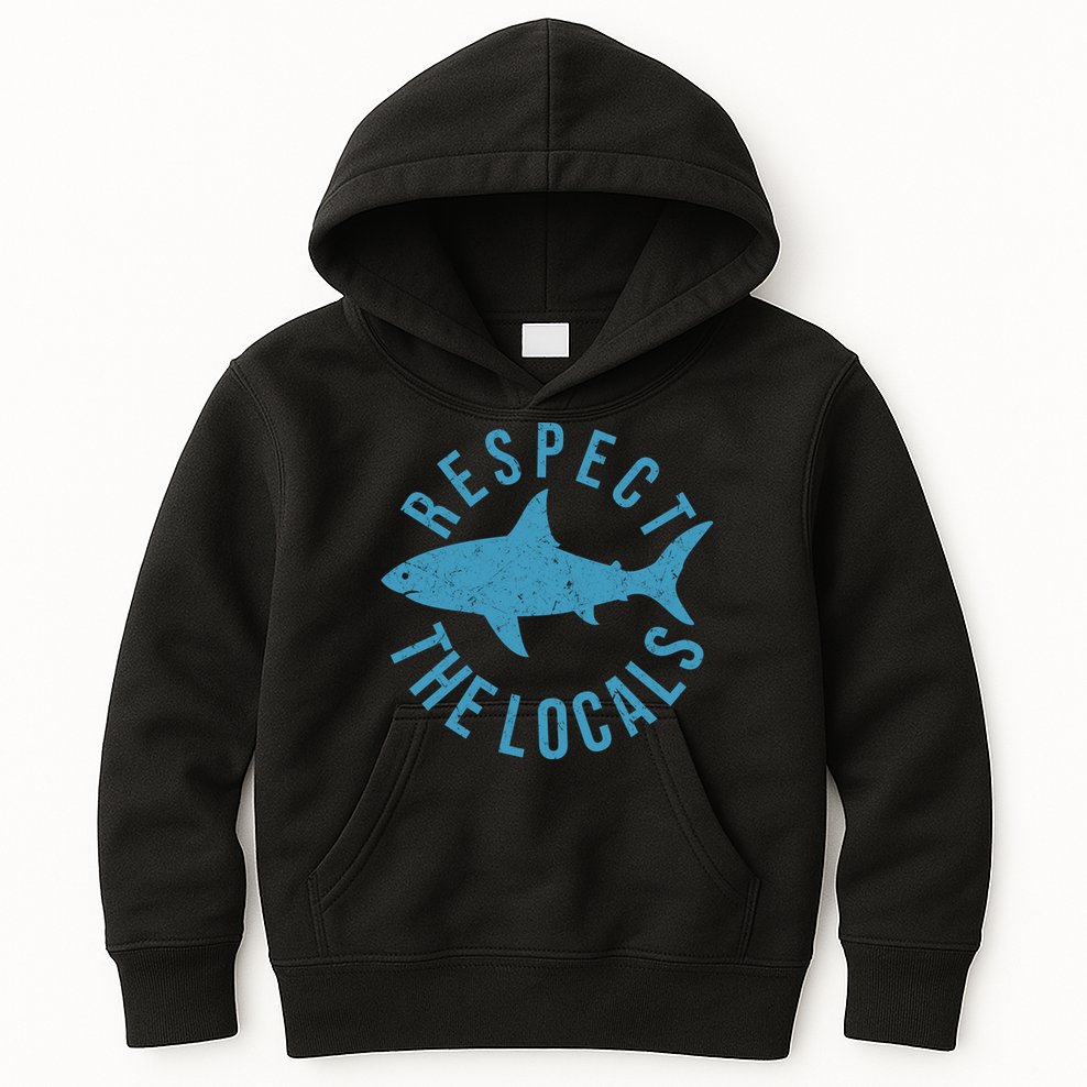 Respect The Locals Warning Shark Week Kids Hoodie