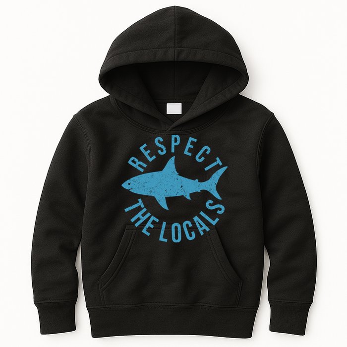 Respect The Locals Warning Shark Week Kids Hoodie