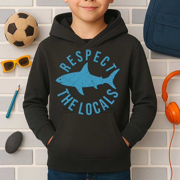 Respect The Locals Warning Shark Week Kids Hoodie