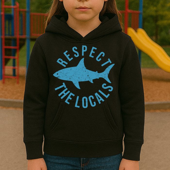 Respect The Locals Warning Shark Week Kids Hoodie