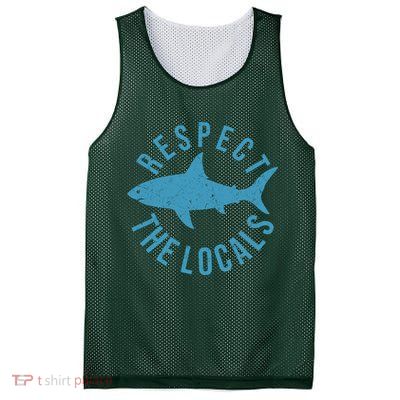 Respect The Locals Warning Shark Week Mesh Reversible Basketball Jersey Tank