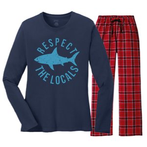 Respect The Locals Warning Shark Week Women's Long Sleeve Flannel Pajama Set 