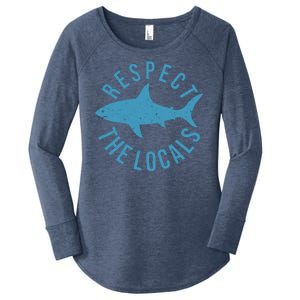 Respect The Locals Warning Shark Week Women's Perfect Tri Tunic Long Sleeve Shirt