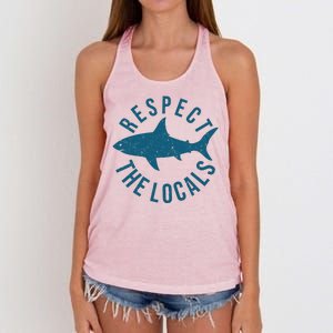 Respect The Locals Warning Shark Week Women's Knotted Racerback Tank