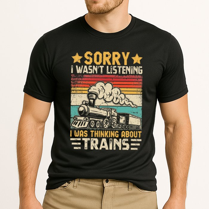 Retro Train Lover Model Railroad Conductor Funny Train Cooling Performance Crew T-Shirt