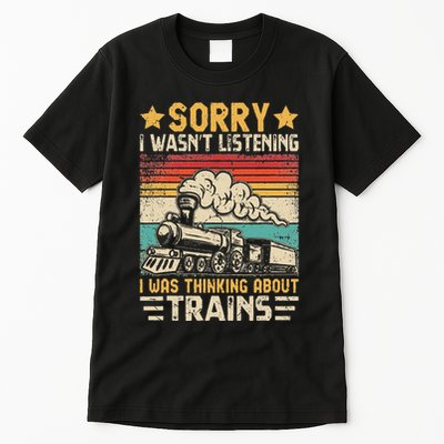 Retro Train Lover Model Railroad Conductor Funny Train Tall T-Shirt