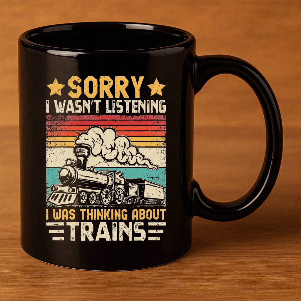Retro Train Lover Model Railroad Conductor Funny Train 11oz C Handle Ceramic Mug
