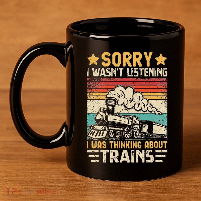 Retro Train Lover Model Railroad Conductor Funny Train 11oz C Handle Ceramic Mug