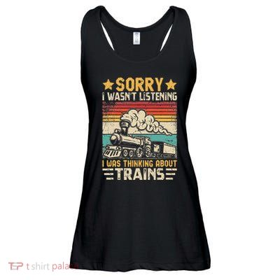 Retro Train Lover Model Railroad Conductor Funny Train Ladies Essential Flowy Tank
