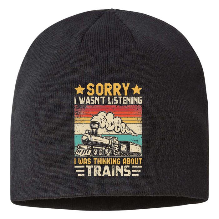 Retro Train Lover Model Railroad Conductor Funny Train Sustainable Beanie