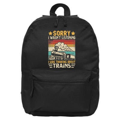 Retro Train Lover Model Railroad Conductor Funny Train 16 in Basic Backpack