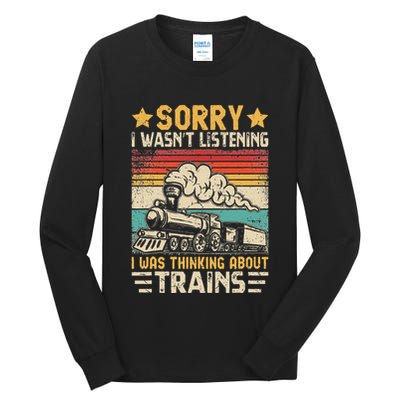 Retro Train Lover Model Railroad Conductor Funny Train Tall Long Sleeve T-Shirt