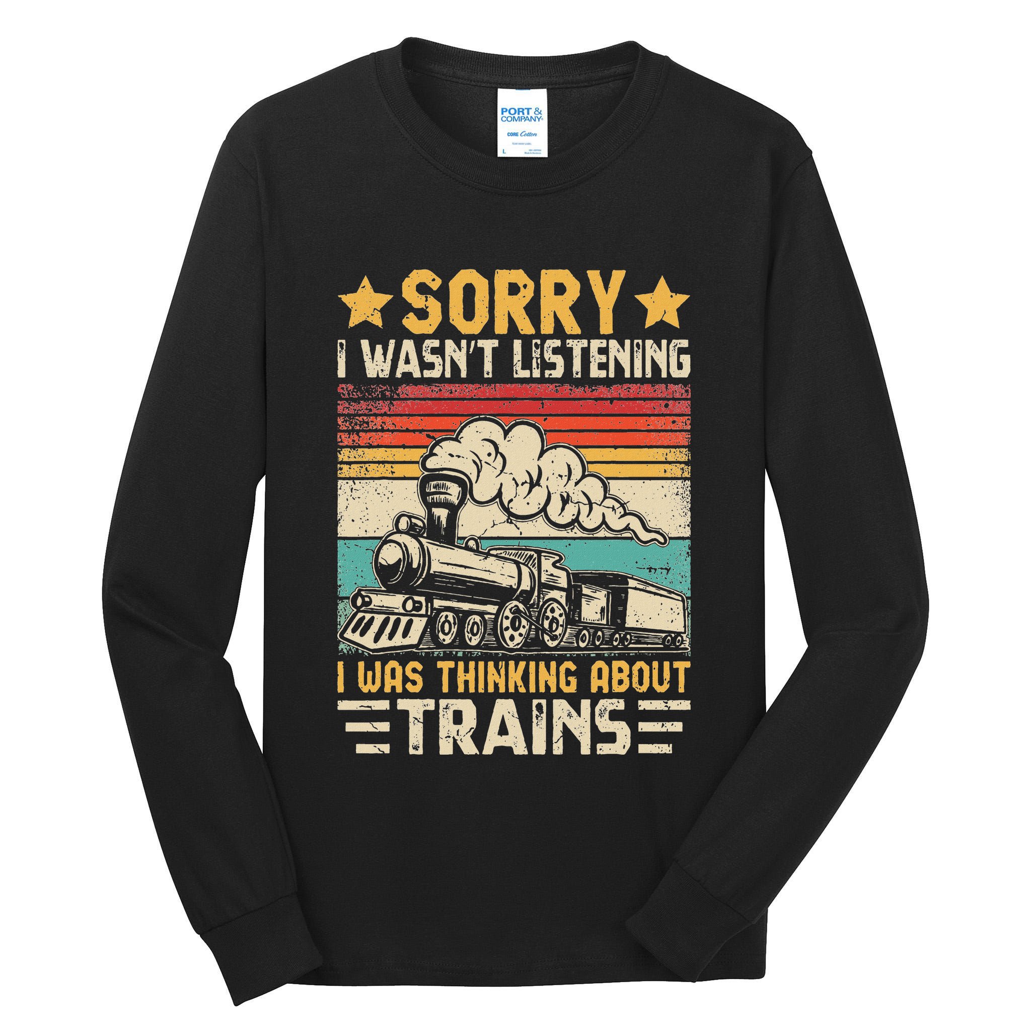 Retro Train Lover Model Railroad Conductor Funny Train Tall Long Sleeve T-Shirt