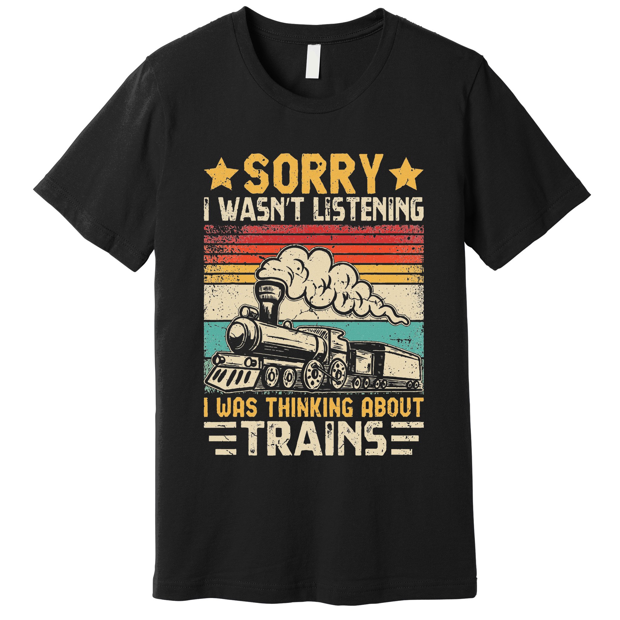 Retro Train Lover Model Railroad Conductor Funny Train Premium T-Shirt