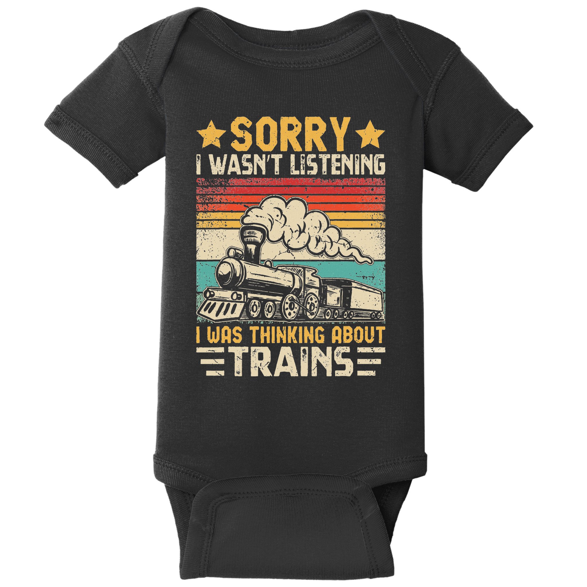 Retro Train Lover Model Railroad Conductor Funny Train Baby Bodysuit