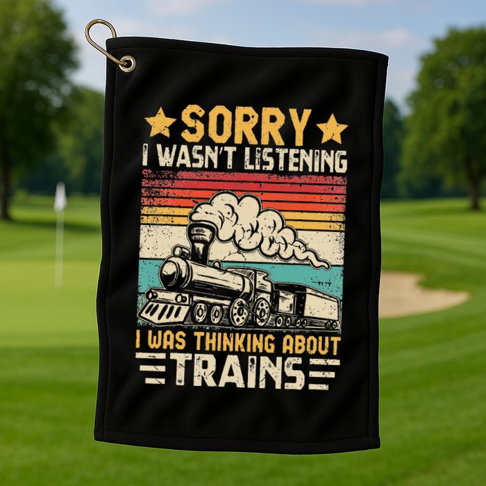 Retro Train Lover Model Railroad Conductor Funny Train Golf Towel