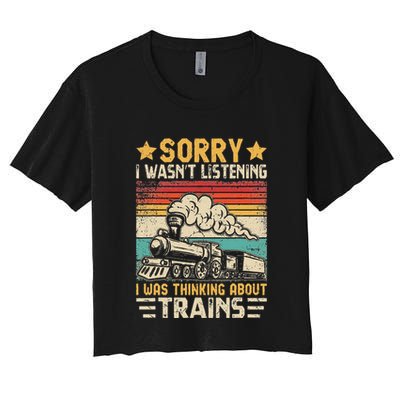 Retro Train Lover Model Railroad Conductor Funny Train Crop Top