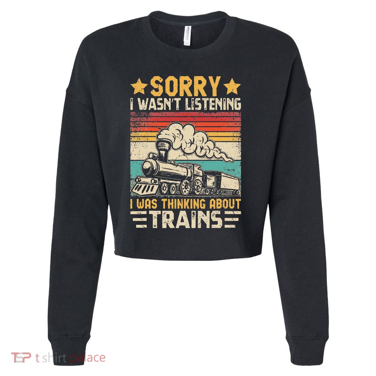 Retro Train Lover Model Railroad Conductor Funny Train Cropped Pullover Crew