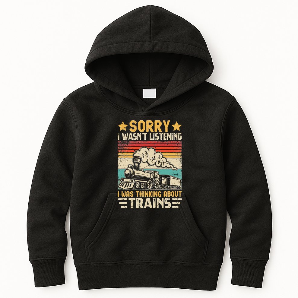 Retro Train Lover Model Railroad Conductor Funny Train Kids Hoodie