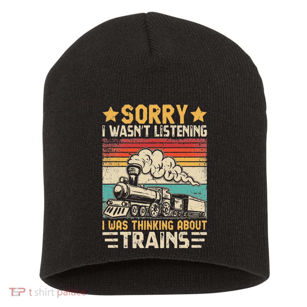 Retro Train Lover Model Railroad Conductor Funny Train Short Acrylic Beanie