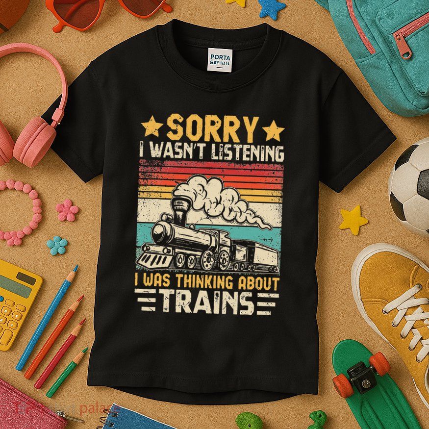 Retro Train Lover Model Railroad Conductor Funny Train Kids T-Shirt