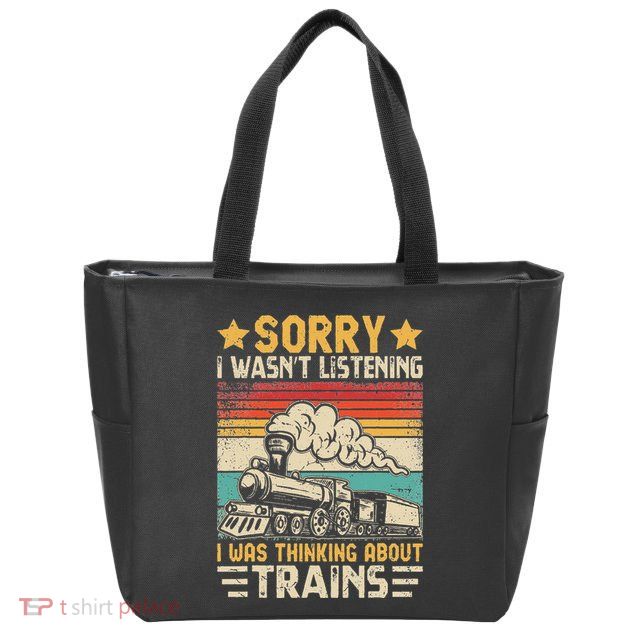 Retro Train Lover Model Railroad Conductor Funny Train Zip Tote Bag