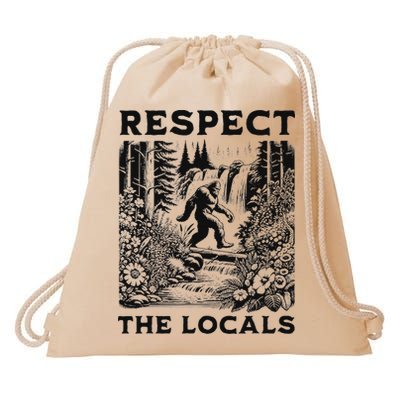 Respect The Locals Sasquatch Drawstring Bag