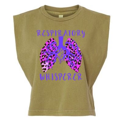 Respiratory Therapist Leopard Lung Whisperer Doctor Gift Garment-Dyed Women's Muscle Tee