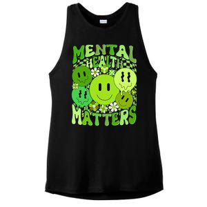 Retro Trippy Mental Health Matters Ladies PosiCharge Tri-Blend Wicking Tank