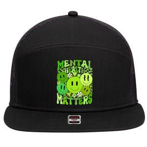 Retro Trippy Mental Health Matters 7 Panel Mesh Trucker Snapback Hat