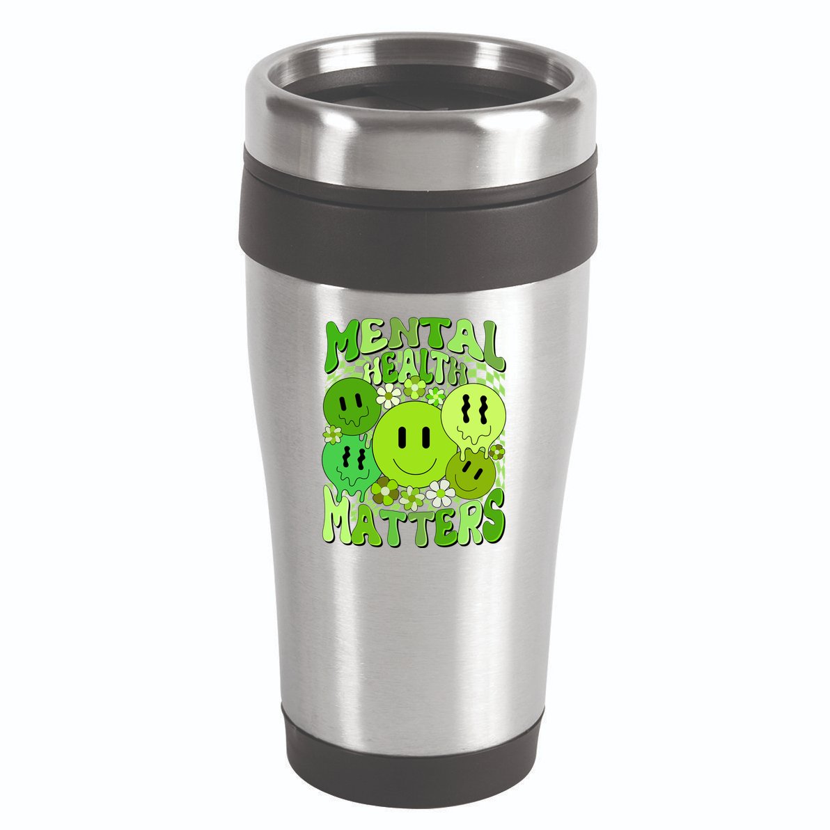 Retro Trippy Mental Health Matters 16oz Travel Tumbler