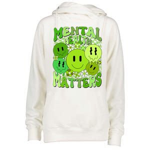 Retro Trippy Mental Health Matters Womens Funnel Neck Pullover Hood