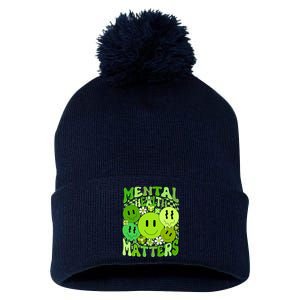 Retro Trippy Mental Health Matters Pom Pom 12in Knit Beanie