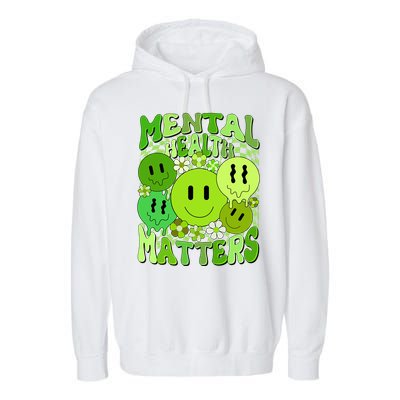 Retro Trippy Mental Health Matters Garment-Dyed Fleece Hoodie
