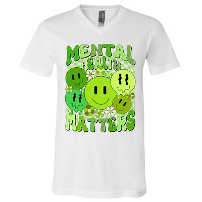 Retro Trippy Mental Health Matters V-Neck T-Shirt