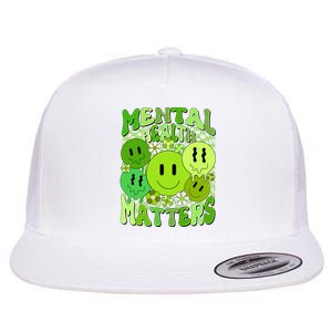 Retro Trippy Mental Health Matters Flat Bill Trucker Hat