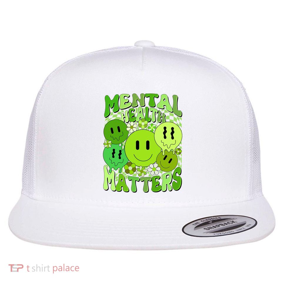 Retro Trippy Mental Health Matters Flatbill Hat
