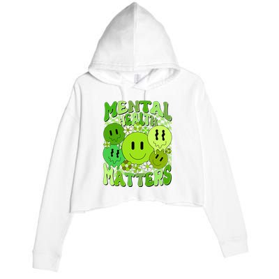 Retro Trippy Mental Health Matters Crop Fleece Hoodie